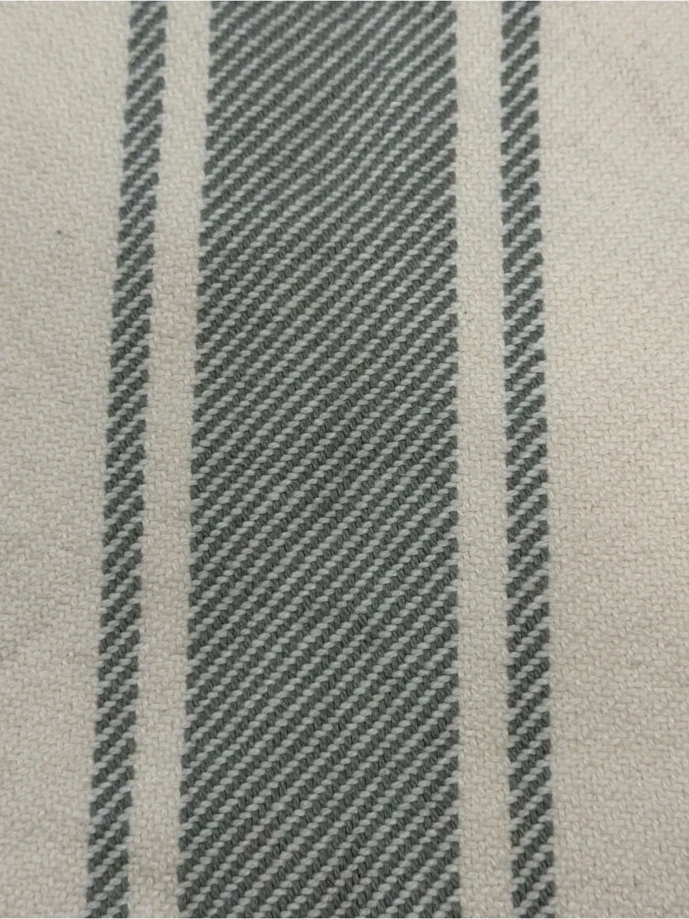 Pottery Barn Gray Green Antique Stripe Print Pillow Cover 24”x 24” Zipper